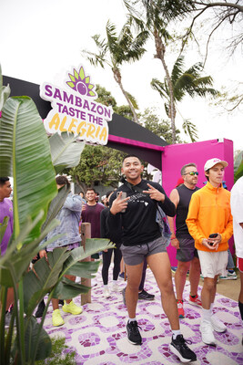 Attendees enjoy the SAMBAZON Taste the Alegria Pop Up Event in San Deigo