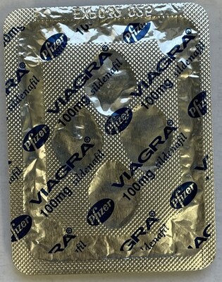 Counterfeit Viagra, 100 mg sildenafil tablets, expiry 03-2025 - Back (CNW Group/Health Canada (HC))