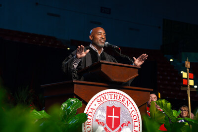 NFL Hall of Famer Rondé Barber gives the commencement address at Florida Southern College