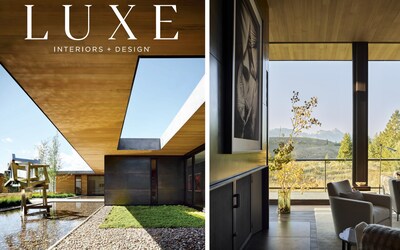 The national cover of LUXE features the Poetic Nature home’s courtyard, with an angular Jedd Novatt sculpture telegraphing the art focus to come throughout its 8,000 square feet. (All photos: Matthew Millman)
