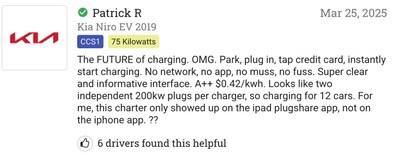 Electric Era EV charging fans post positive comments about why the love the new DC fast chargers on PlugShare.