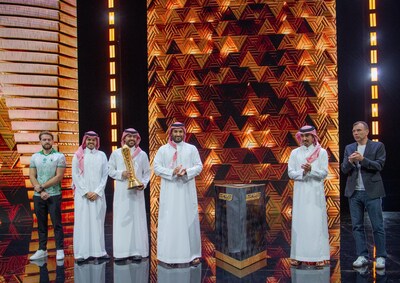 HRH Prince Mohammed bin Salman bin Abdulaziz Al Saud, Crown Prince and Prime Minister at the crowning ceremony of the Esports World Cup 2025 with (from right to left) Ralf Reichert, CEO of the Esports World Cup Foundation; HRH Prince Abdulaziz Bin Turki Al Faisal, Minister of Sport; Musaad Al Dossary, Co-Founder and Chairman at Team Falcons; Muhammed Almatairi, General Director at Team Falcons; Nikola Kovač, Counter-Strike 2 player at Team Falcons.