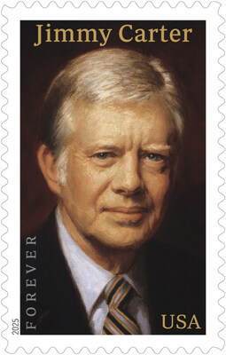 U.S. Postal Service reveals new forever stamp design honoring Former President Jimmy Carter