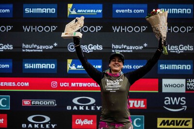 Monster Energy’s Marine Cabirou Takes Second Place at
2025 UCI Downhill Mountain Bike World Cup in Les Gets