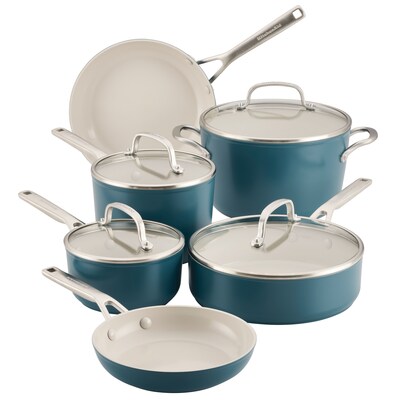 Selected as Winner of the Good Housekeeping 2026 Kitchen Gear Awards, KitchenAid® Hard Anodized Ceramic Induction 10 Piece Cookware Set in Agave Blue. Selected as Winner of the Good Housekeeping 2026 Kitchen Gear Awards, KitchenAid® Hard Anodized Ceramic Induction 10 Piece Cookware Set in Agave Blue.