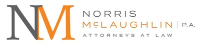 Norris McLaughlin, P.A. Logo. White background. Orange and Gray font colors. (PRNewsfoto/Norris McLaughlin, P.A)