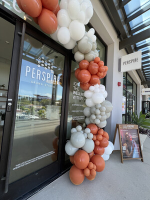 The front entrance of Perspire Sauna Studio Del Mar, the brand's 100th open location.